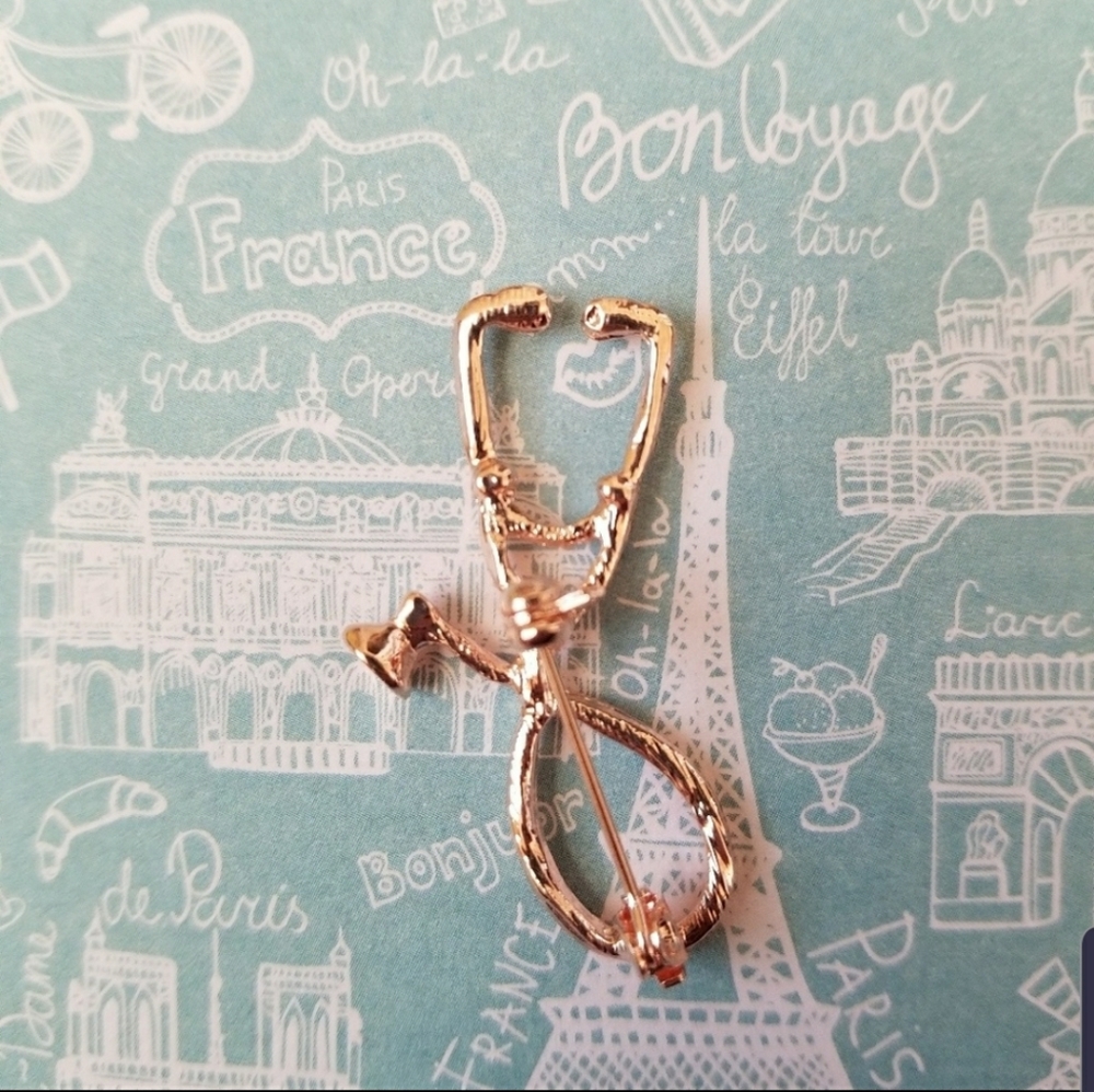 *NWOT Rose Gold Stethoscope Brooch Pin - Picture 3 of 4